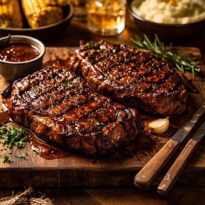 Image of Bourbon Barbecued Rib Eye Steaks