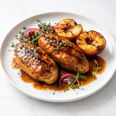Image of Bourbon Glazed Chicken and Peaches