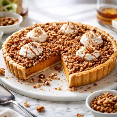Image of Bourbon Pumpkin Tart with Walnut Streusel