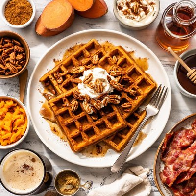 Image of Bourbon Stout Yam Waffles