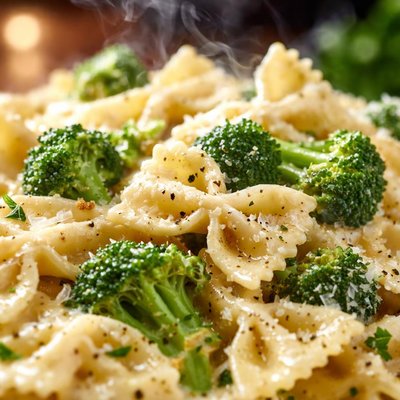 Image of Bow Tie Pasta and Broccoli Alfredo