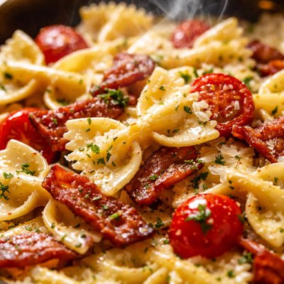 Image of Bow Ties with Bacon and Tomatoes