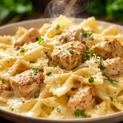Image of Bow Ties with Chicken and Asiago Cheese Sauce