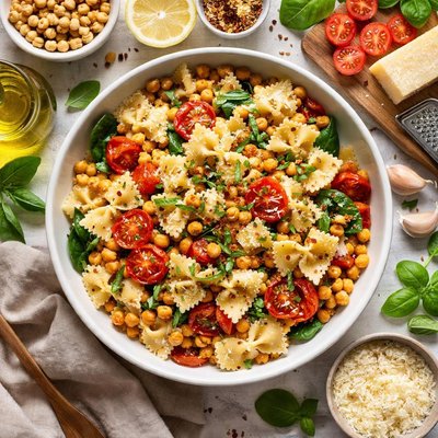 Image of Bow Ties with Chickpeas and Tomatoes