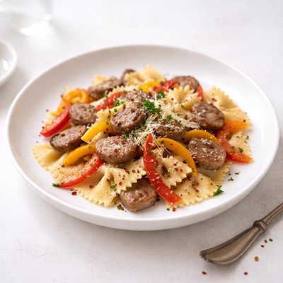Image of Bow Ties with Sausage and Sweet Peppers