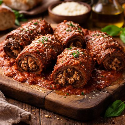 Image of Braciole Stuffed Beef Rolls in Tomato Sauce