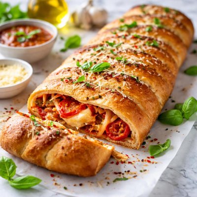 Image of Braided Stuffed Pizza Bread