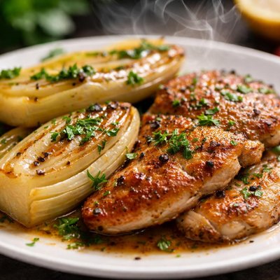 Image of Braised Belgian Endive and Chicken Cutlets Clean Eating