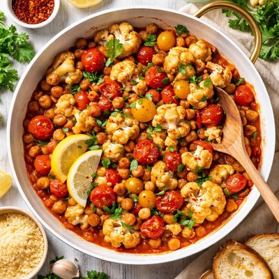 Image of Braised Cauliflower and Tomatoes