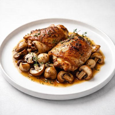 Image of Braised Chicken Thighs with Button Mushrooms