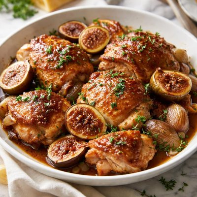 Image of Braised Chicken with Figs Honey Vinegar