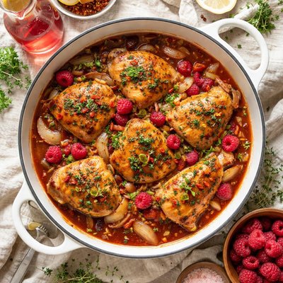 Image of Braised Chicken with Raspberry Vinegar