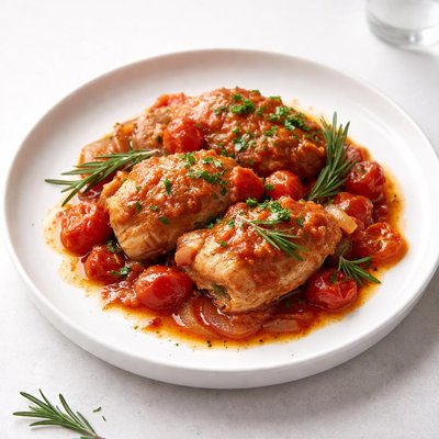 Image of Braised Chicken with Tomato and Rosemary