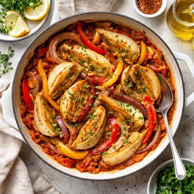 Image of Braised Fennel with Onions and Peppers