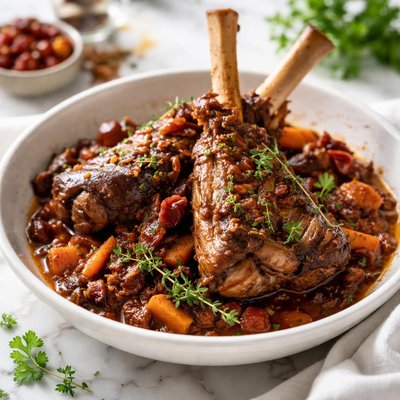 Image of Braised Lamb Shanks Sun Dried Tomatoes