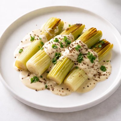 Image of Braised Leeks with Mustard Cream