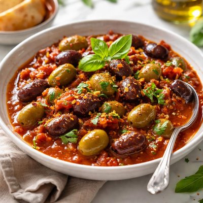 Image of Braised Olives in Tomato Sauce