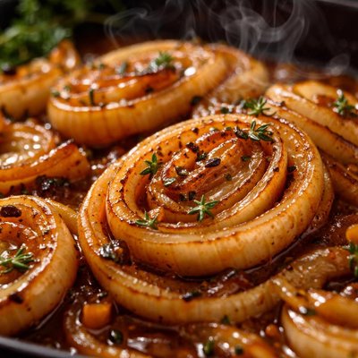 Image of Braised Onion Slices with Bourbon