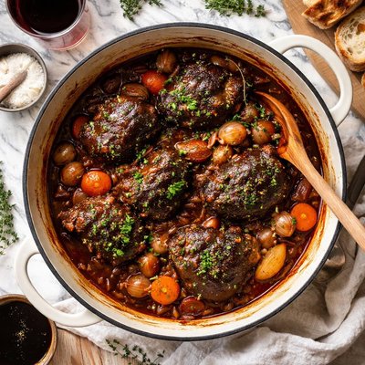 Image of Braised Ox Cheeks with Port and Balsamic Vinegar