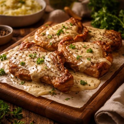 Image of Braised Pork Chops with Cream Gravy