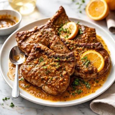 Image of Braised Pork Chops with Orange Mustard Sauce