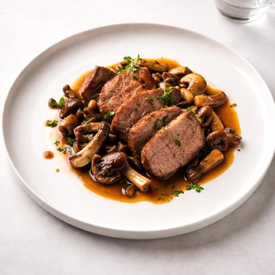 Image of Braised Pork Tenderloin with Mushrooms