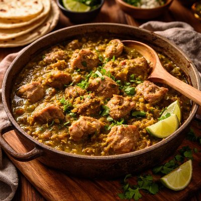 Image of Braised Pork with Green Chile Sauce of Chile Verde