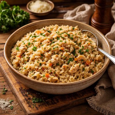 Image of Braised Rice with Chicken Stock Julia Child