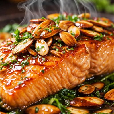 Image of Braised Salmon with Roasted Almonds