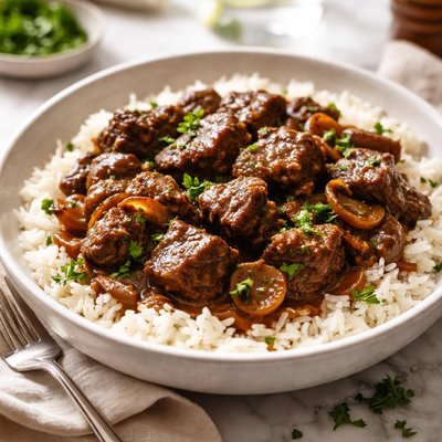 Image of Braised Sirloin Tips with Rice