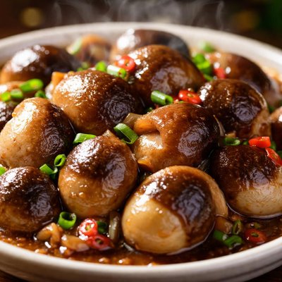 Image of Braised Straw Mushrooms in Soy Sauce