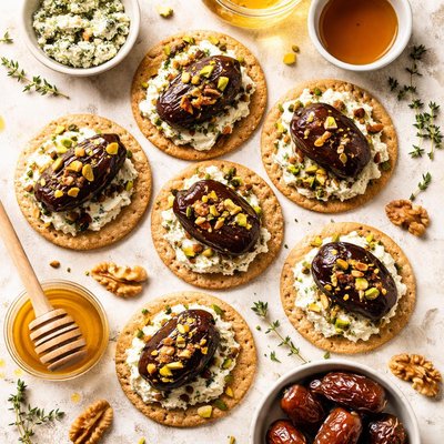 Image of Brandied Blue Cheese Dates on Crackers
