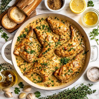 Image of Brandied Rabbit in Mustard Sauce