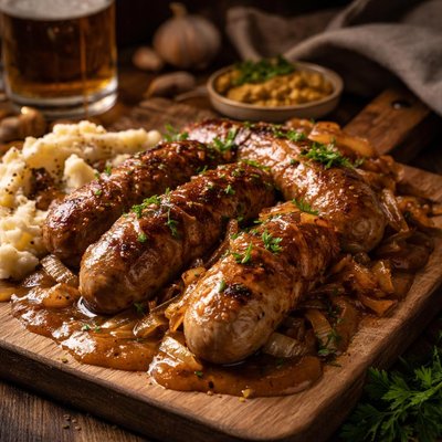 Image of Brats with Beer Gravy Man Fuel
