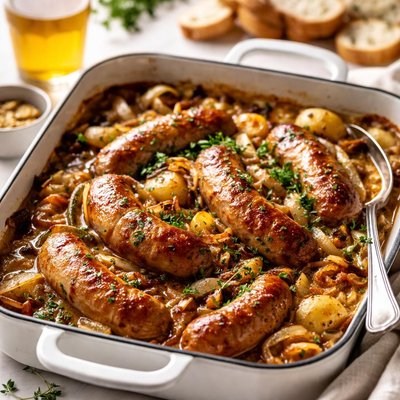 Image of Bratwurst and Beer Casserole
