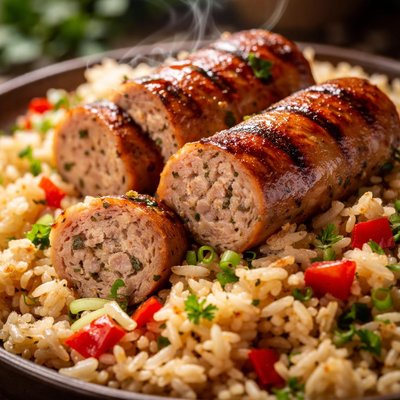 Image of Bratwurst and Rice