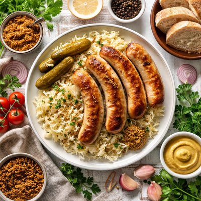 Image of Bratwurst and Sauerkraut
