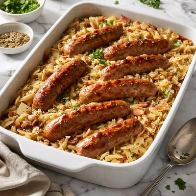 Image of Bratwurst and Sauerkraut Casserole
