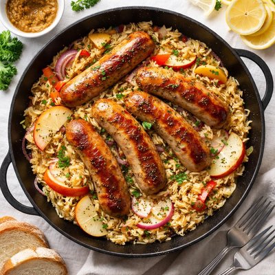 Image of Bratwurst and Sauerkraut Skillet