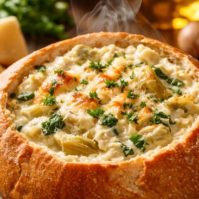Image of Bread Bowl Artichoke Dip Pampered Chef
