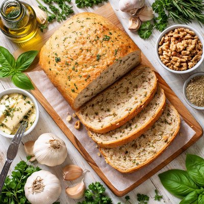 Image of Bread Machine Garlic and Herb Walnut Bread