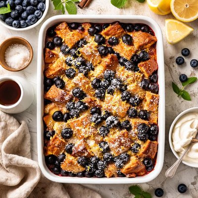 Image of Bread Pudding with Blueberries