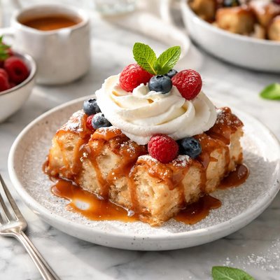 Image of Bread Pudding with Chantilly Cream