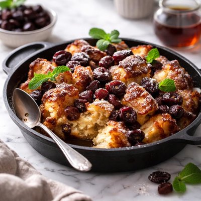 Image of Bread Pudding with Dried Cherries on the Grill