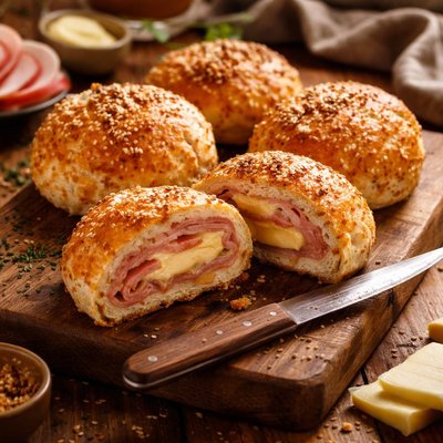 Image of Vegetarian Bread Roll with Ham and Cheese