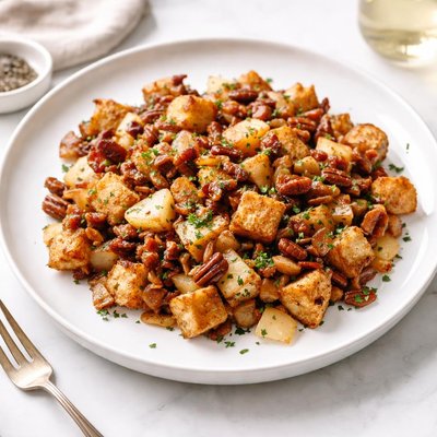 Image of Bread Stuffing W Pears Bacon Pecans Caramelized Onions