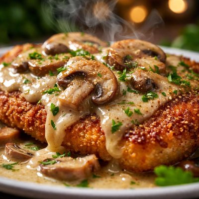 Image of Breaded Pork Scallopine with Mushroom Sauce