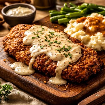 Image of Breaded Sirloin Steak in Gravy