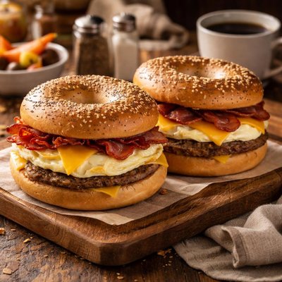Image of Breakfast Bagel Sandwiches Oamc