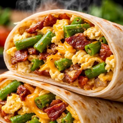 Image of Breakfast Burrito with Green Beans